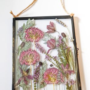 Wildflower pressed art preserved preservation garden alliums lavender clematis floral picture gift