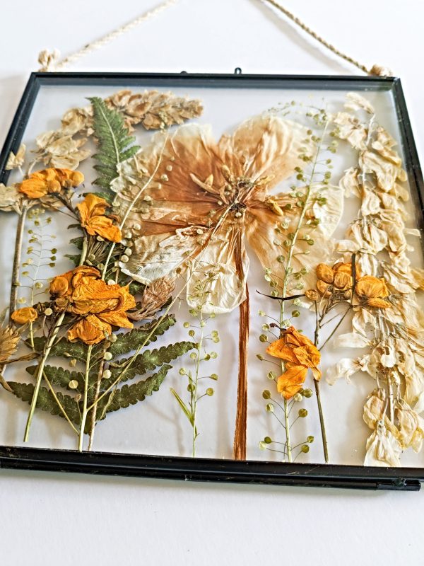 pressed spring tulips flowers yellow golden preservation preserved floral art frame gift picture