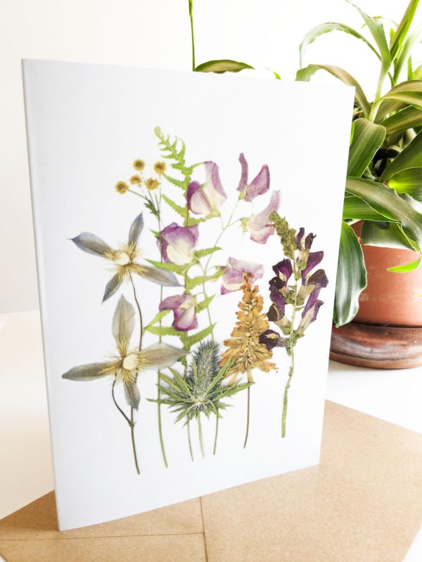Summer botanical garden flower thick luxury gift occasion cards pressed preserved flowers