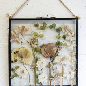 nude pressed garden flowers rose preserved picture frame
