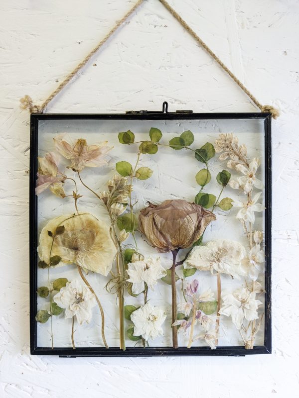 nude pressed garden flowers rose preserved picture frame