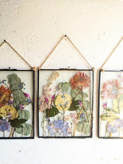 pressed preserved funeral flowers hanging wall art