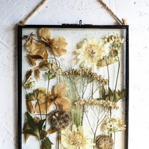 wild summer garden rustic dried white flower pressed preserved wedding flowers picture frame