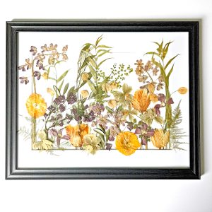 Orange yellow spring flowers pressed preserved preservation dried floral art gift wedding bouquet