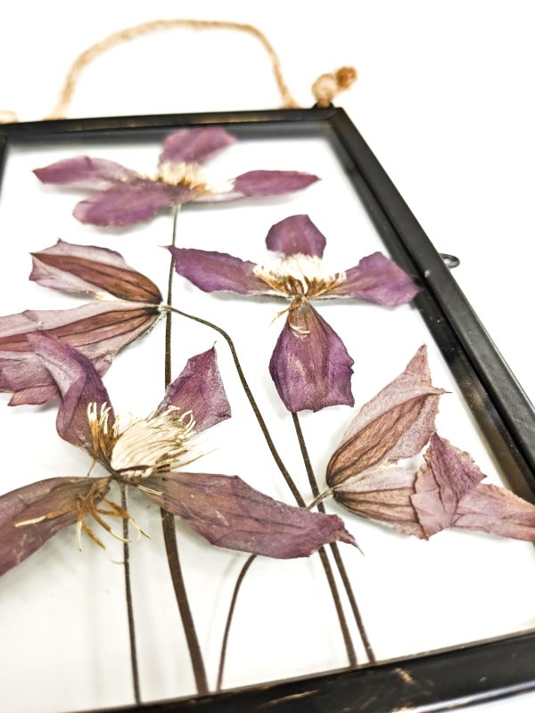 garden flower clematis purple pressed preserved preservation floral artist art wedding bouquet bride