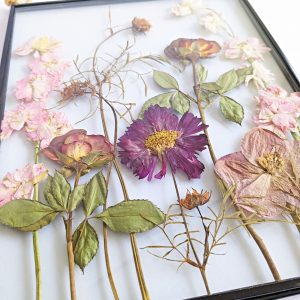 cottage garden pressed flowers rose wild preservation artist preserved dried picture frame gift idea