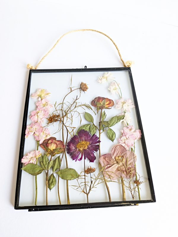 cottage garden pressed flowers rose wild preservation artist preserved dried picture frame gift idea