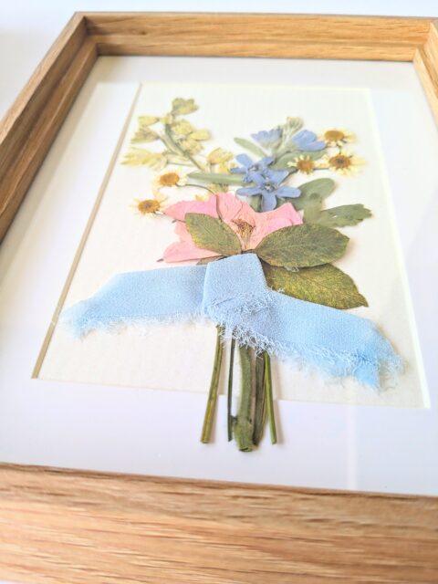 wedding thank you gift bridesmaids gift pressed rose buttonhole pressed preserved oak effect frame